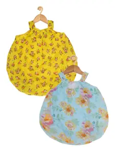 Creative Kids Infant Girls Pack Of 2 Printed Romper Dresses