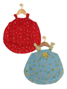 Creative Kids Creative Infant Girls Pack of 2 Printed Romper Dresses