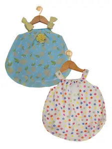 Creative Kids Infant Girls Pack of 2 Printed Shoulder Straps A-Line Dresses