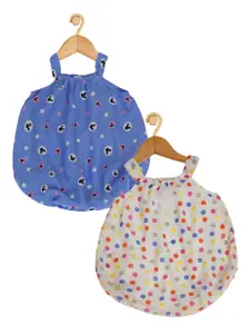 Creative Kids Infant Girls Pack of 2 Printed Shoulder Straps A-Line Dresses