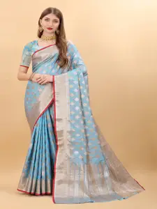 HIRAPARA ENTERPRICE Ethnic Motifs Woven Design Zari Silk Cotton Banarasi Saree