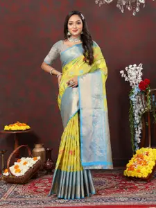 HIRAPARA ENTERPRICE Woven Design Zari Silk Cotton Kanjeevaram Saree