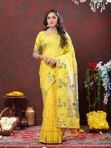 HIRAPARA ENTERPRICE Floral Zari Pure Silk Paithani Saree