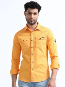 FLY 69 Premium Slim Fit Spread Collar Pure Cotton Casual Shirt