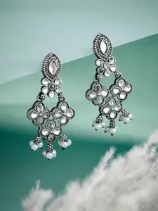 ATIBELLE Silver Plated Contemporary Drop Earrings