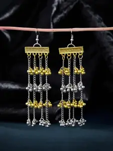 ATIBELLE German Silver Silver-Plated Artificial Stones Studded & Beads Beaded Earrings