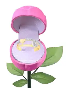 Vighnaharta Gold-Plated Cubic Zirconia Stone Studded Finger Ring With Rose Box