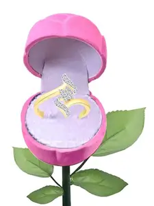 Vighnaharta Gold-Plated CZ-Stone Studded Flower Design Finger Ring With Rose Box