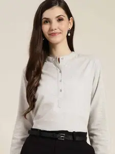 Hancock Mandarin Collar Cotton Shirt Style Top