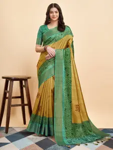 Mitera Floral Printed Zari Pure Silk Saree