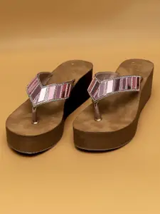 Dapper Feet-Fancy Nancy Embellished Open Toe Wedge Heels