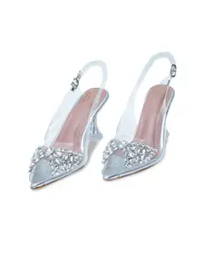 Dapper Feet-Fancy Nancy Embellished Slim Heeled Peep Toes