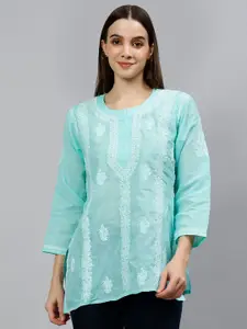 Seva Chikan Ethnic Motifs Embroidered Lucknowi Chikankari Kurti