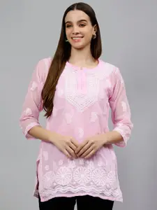 Seva Chikan Ethnic Motifs Embroidered Chikankari Straight Kurti With Inner