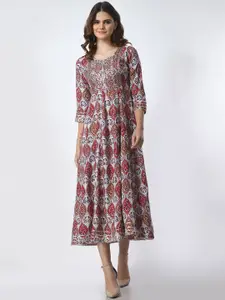 JAHIDA COMFORT WITH STYLE Printed Thread Work A Line Gown