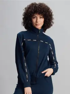 SONA Mock Collar Cotton Front Open Sweatshirt