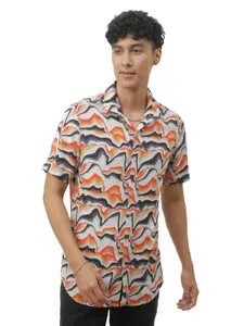 FLY 69 Premium Slim Fit Abstract Printed Casual Shirt