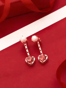 Kicky And Perky 925 Sterling Silver Rose Gold Plated Heart Shaped Drop Earrings