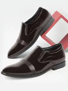 FAUSTO Men Textured Round Toe Formal Slip-On Shoes