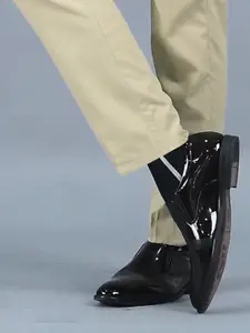 FAUSTO Men Textured Round Toe Formal Slip-On Shoes