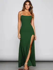 CLAFOUTIS Crepe A-Line Cut-Outs Maxi Party Wear Dress