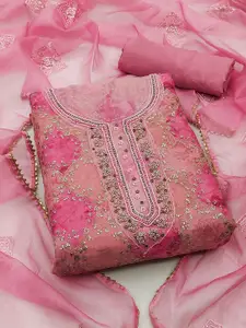 MANVAA Embellished Sequinned Organza Unstitched Dress Material