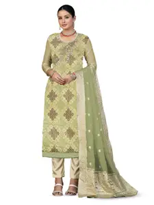 MANVAA Printed Sequinned Organza Unstitched Dress Material