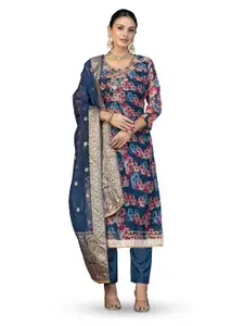 MANVAA Abstract Embroidered Zari Unstitched Dress Material