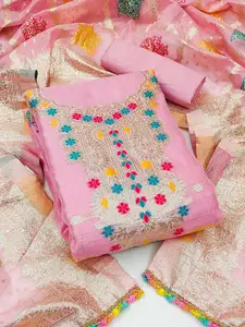 MANVAA Ethnic Motifs Woven Design Organza Unstitched Dress Material