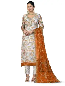 MANVAA Printed Organza Unstitched Dress Material