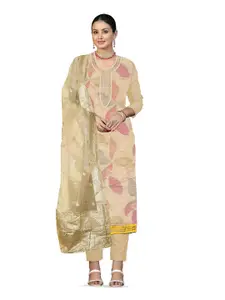 MANVAA Floral Embellished Sequinned Organza Unstitched Dress Material