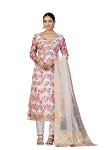 MANVAA Floral Printed Organza Unstitched Dress Material