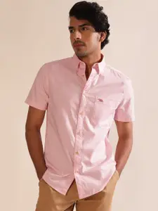 Andamen Premium Men Solid Oxford Patch Pocket Opaque Casual Shirt