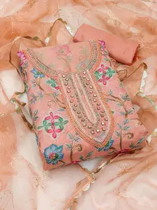 MANVAA Embellished Organza Unstitched Dress Material