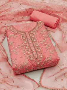 MANVAA Embellished Organza Unstitched Dress Material