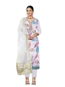 MANVAA Embellished Organza Unstitched Dress Material