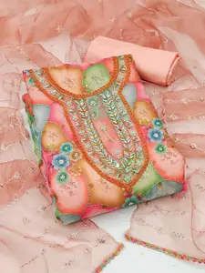 MANVAA Embellished Organza Unstitched Dress Material