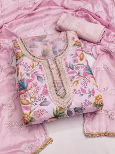 MANVAA Ethnic Motifs Printed Organza Unstitched Dress Material