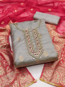 MANVAA Embellished Organza Unstitched Dress Material