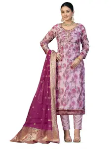 MANVAA Embellished Organza Unstitched Dress Material