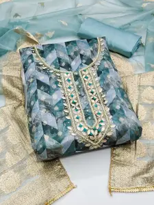 MANVAA Floral Embellished Organza Unstitched Dress Material