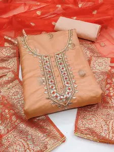 MANVAA Embellished Organza Unstitched Dress Material