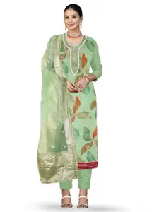 MANVAA Floral Printed Organza Unstitched Dress Material