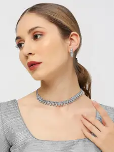 OOMPH American Diamond-Studded Necklace And Earrings