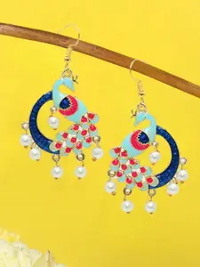 OOMPH Peacock Shaped Drop Earrings