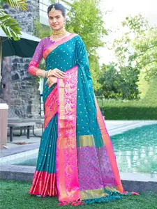 SILKWEAR Ethnic Motifs Woven Design Zari Silk Cotton Kanjeevaram Saree