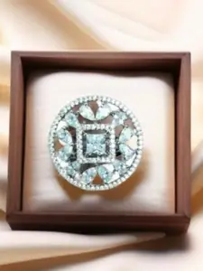 Manikya Rhodium Plated Cubic Zirconia Studded Finger Ring