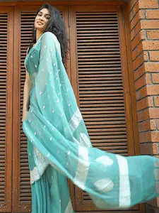 BerMondsey Ethnic Motifs Woven Design Zari Silk Cotton Banarasi Saree