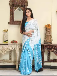 JALTHER Floral Printed Pure Cotton Block Print Saree