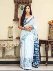 JALTHER Ethnic Motifs Pure Cotton Block Print Saree
